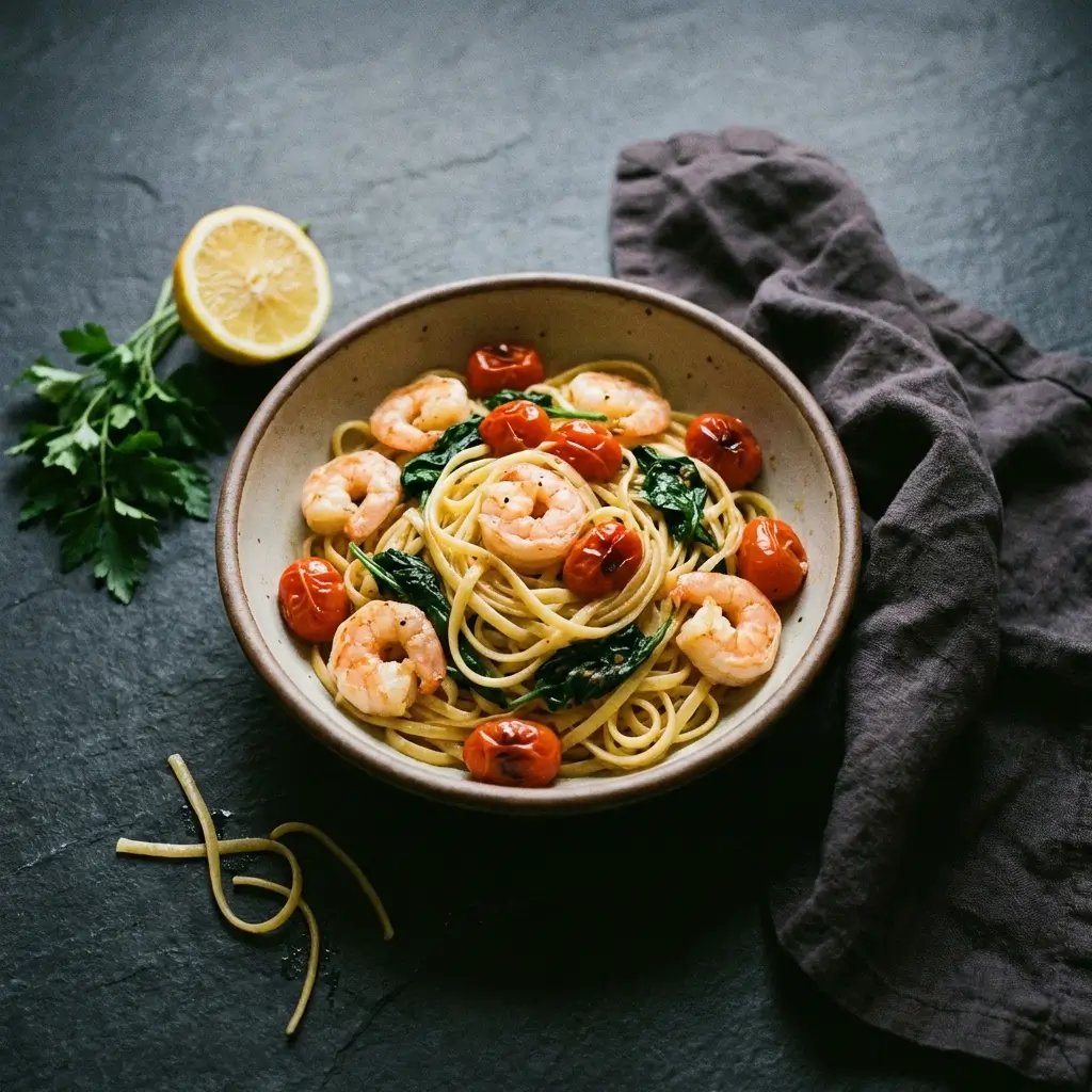 Lemon Butter Linguine with Shrimp