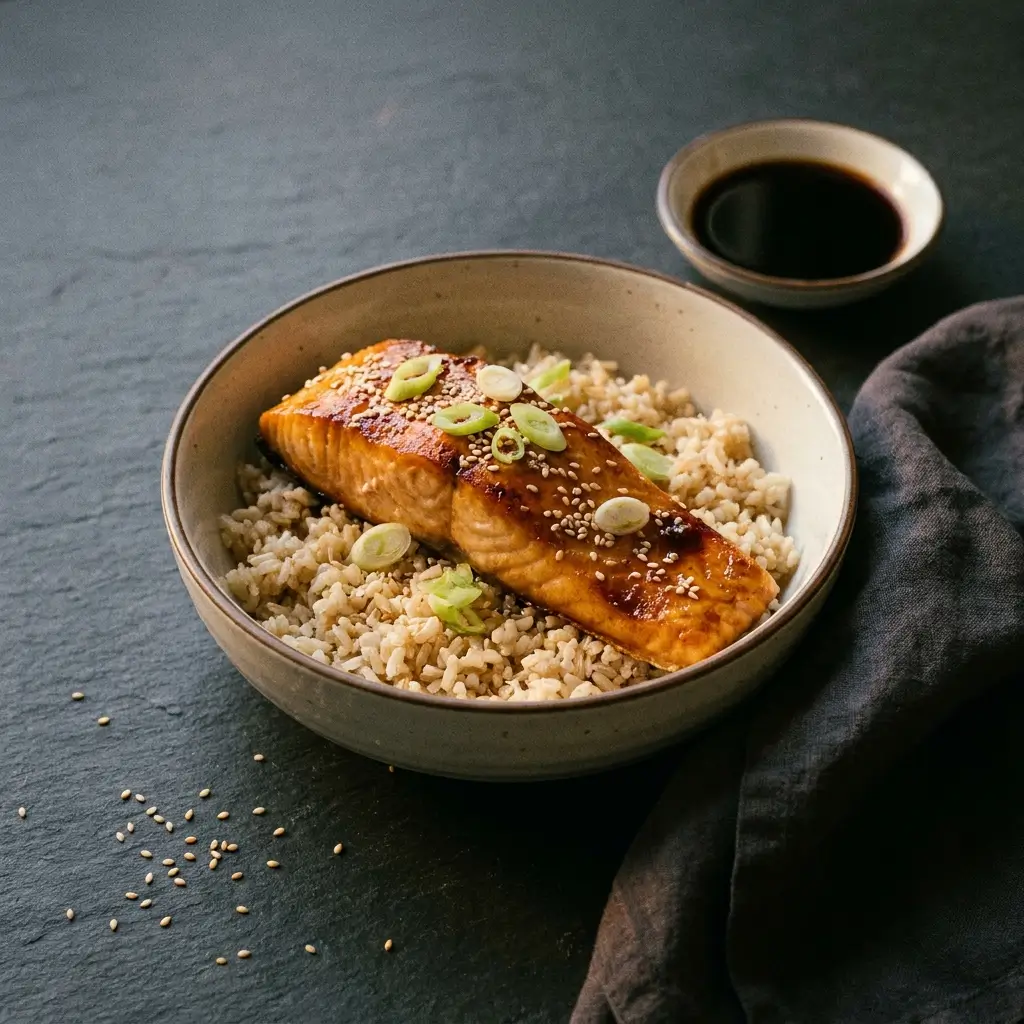 Miso Glazed Salmon with Rice